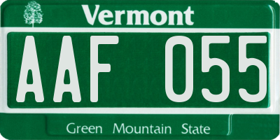 VT license plate AAF055