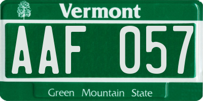 VT license plate AAF057