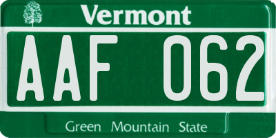 VT license plate AAF062