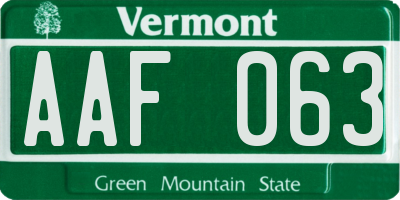VT license plate AAF063