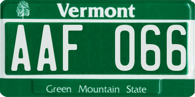 VT license plate AAF066