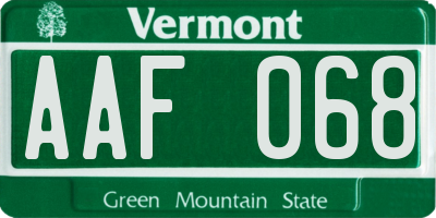 VT license plate AAF068