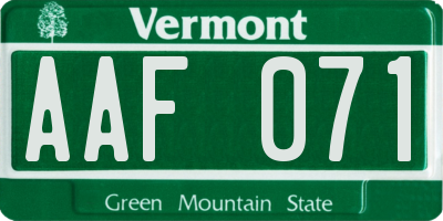 VT license plate AAF071