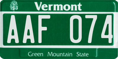 VT license plate AAF074