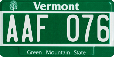VT license plate AAF076