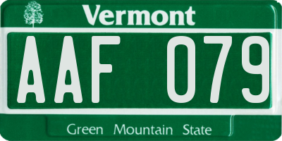 VT license plate AAF079