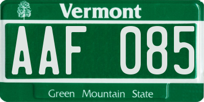 VT license plate AAF085