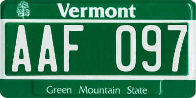 VT license plate AAF097