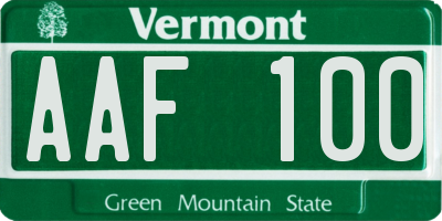 VT license plate AAF100