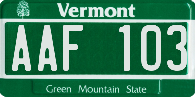 VT license plate AAF103