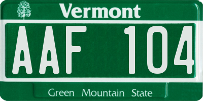 VT license plate AAF104