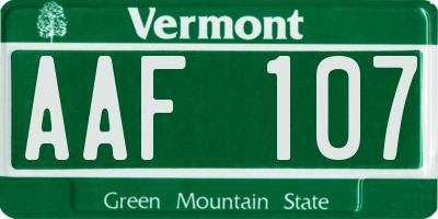 VT license plate AAF107