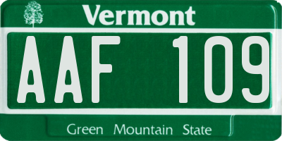 VT license plate AAF109