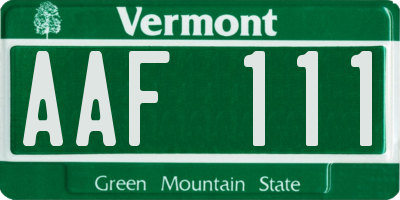 VT license plate AAF111