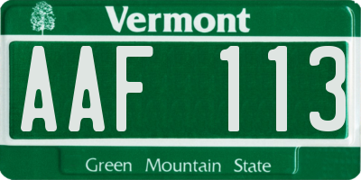 VT license plate AAF113