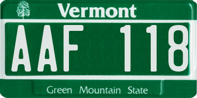 VT license plate AAF118