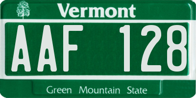 VT license plate AAF128