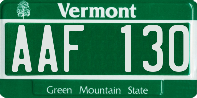 VT license plate AAF130