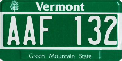 VT license plate AAF132