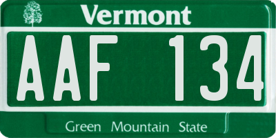 VT license plate AAF134