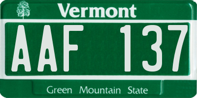 VT license plate AAF137