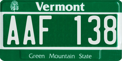 VT license plate AAF138