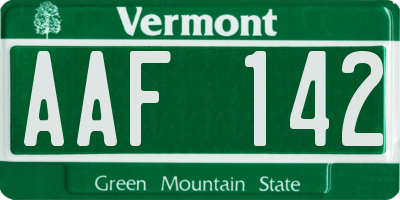 VT license plate AAF142