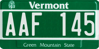 VT license plate AAF145
