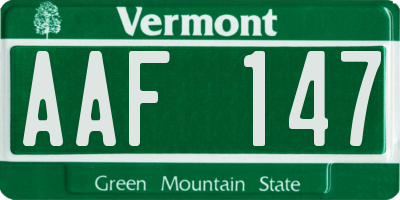 VT license plate AAF147