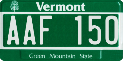 VT license plate AAF150