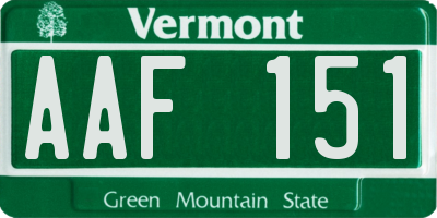 VT license plate AAF151