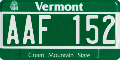 VT license plate AAF152