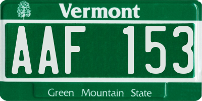 VT license plate AAF153