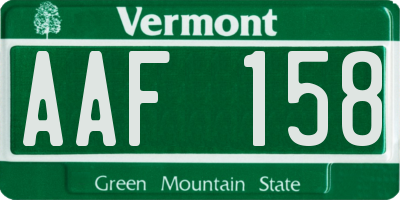 VT license plate AAF158