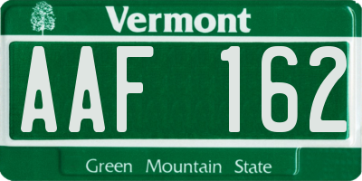 VT license plate AAF162