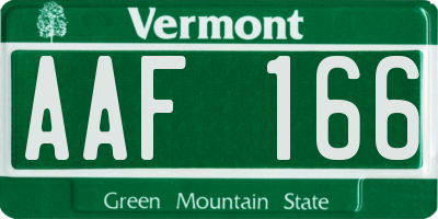 VT license plate AAF166