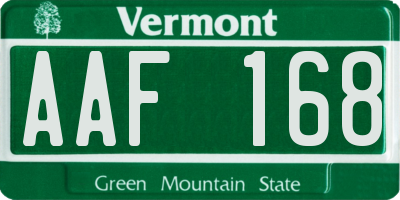 VT license plate AAF168