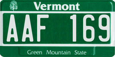 VT license plate AAF169