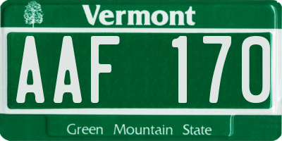 VT license plate AAF170