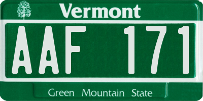 VT license plate AAF171