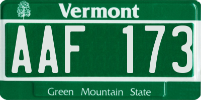 VT license plate AAF173