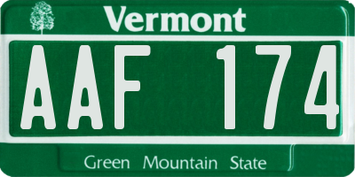 VT license plate AAF174