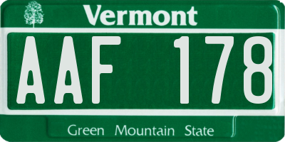 VT license plate AAF178