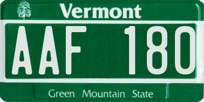 VT license plate AAF180