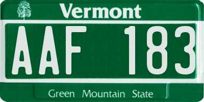 VT license plate AAF183