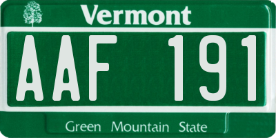 VT license plate AAF191