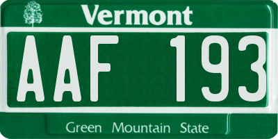 VT license plate AAF193