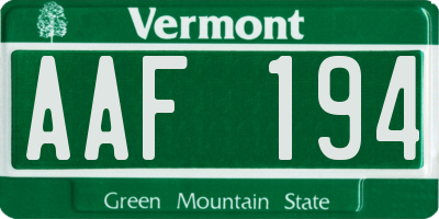 VT license plate AAF194