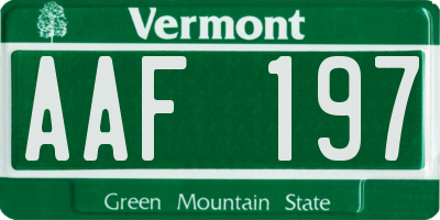 VT license plate AAF197