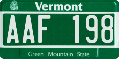 VT license plate AAF198